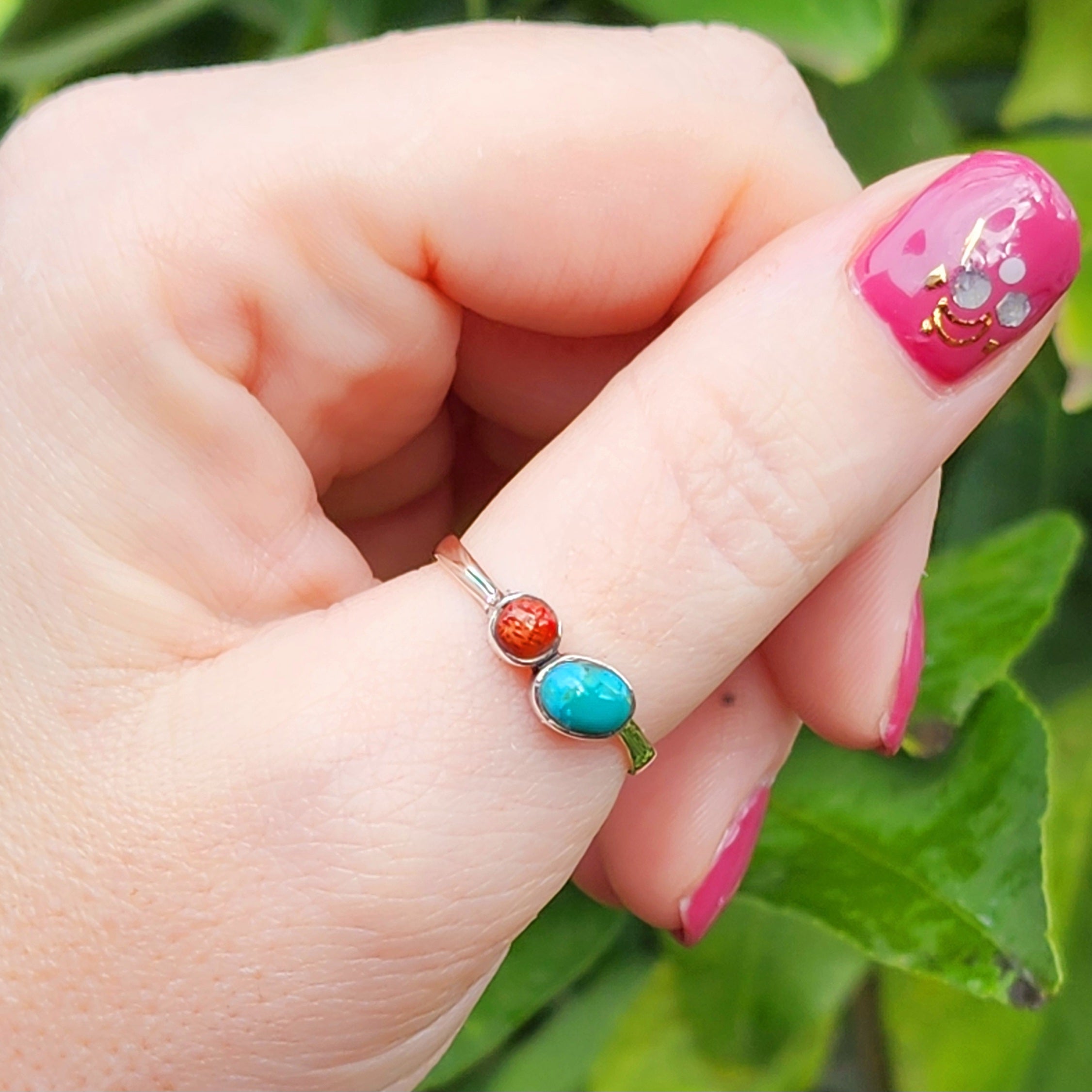 Turquoise shops and coral ring