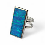 Large Blue Opal Rectangular Ring